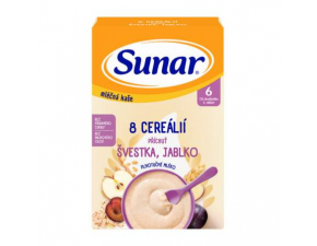 Sunar mliečna kaša s 8 cereáliami slivka, jablko 210 g