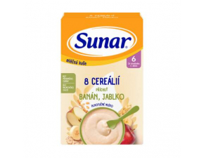 Sunar mliečna kaša s 8 cereáliami banán, jablko 210 g